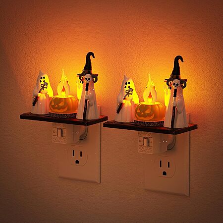 2-Pk JandCase Halloween Amber LED Plug-In Night Light (various) from $16.20