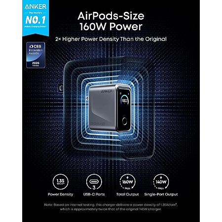 Refurb: Anker Prime 3-Port GaN 160W Max Charger w/ Smart Touch Display $75 + Free S&H