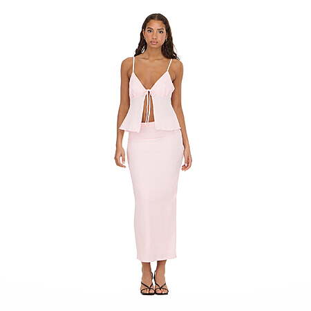 2-Pc Forever 21 Women’s Tie Front Tank Top and Maxi Skirt Set (Pink or Brown) $6