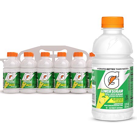 12-Pk 12-Oz Gatorade Lower Sugar Sports Drink (Lemonade) $4.50 w/ S&S