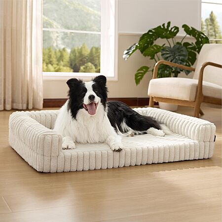 35″ Bedsure Orthopedic Memory Foam Large Dog Bed w/ 3-Sided Bolster (2 Colors) $25.90 + Free S&H