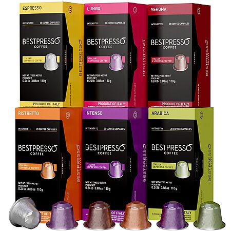 Select Accts: 120-Ct Bestpresso for Nespresso Original Coffee Pods (Variety Pack) $21.45 w/ S&S + Free S&H