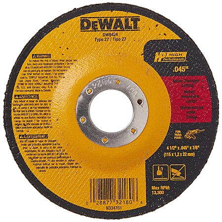 DeWALT Type 27 Metal Stainless Thin Cutting Wheel (4 1/2″x .045″ x 7/8″) $1.55
