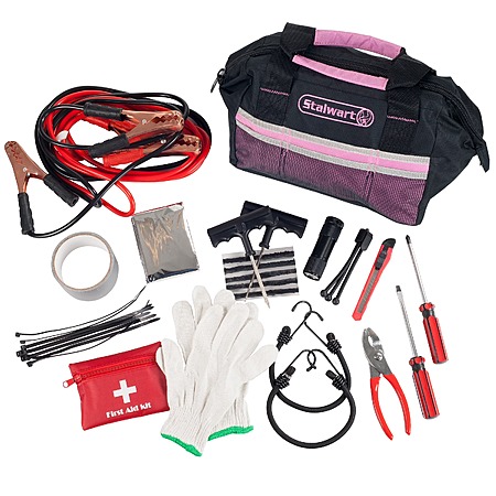 55-Piece Stalwart Emergency Roadside Kit w/ Travel Bag (Pink) $16.20