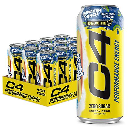 12-Pk 16-Oz C4 Performance Zero Sugar Energy Drinks (Berry Blue Typhoon) $9.50 w/ S&S