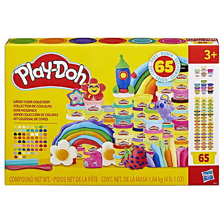 65-Pk 1-Oz Play-Doh Jumbo Color Collection Modeling Compound Cans $10