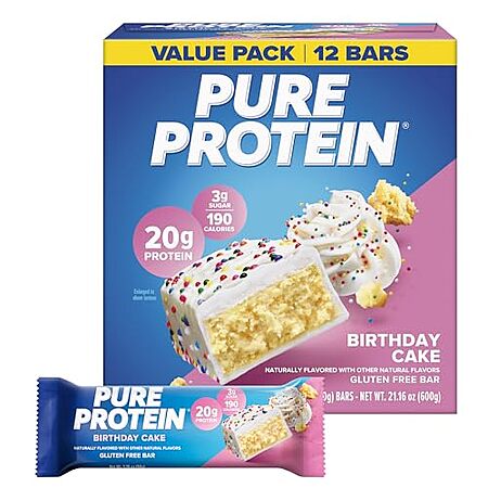Select Prime Accounts: 12-Ct Pure Protein Protein Bars (Birthday Cake) $7.85 w/ S&S + Free S&H
