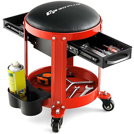 Prime Members: Goplus 330-Lb Capacity Rolling Mechanic Stool w/ 2 Drawers $46.75 + Free S/H