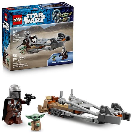 58-Pc LEGO Star Wars The Mandalorian & Grogu’s Speeder Bike Building Toy $7
