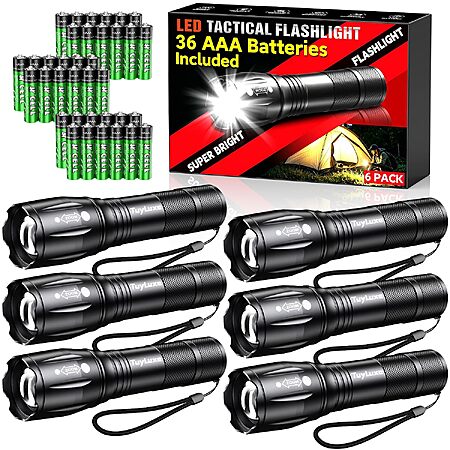 Prime Members: 6-Pk TuyLuxe 200-Lumen LED Flashlights w/ 36 AAA Batteries $16.80 + Free S&H