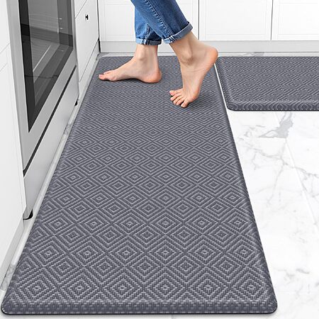 2-Pc Mattitude Cushioned Anti-Fatigue Kitchen Mat Set: Grey 59″ or Black 47″ $19.80