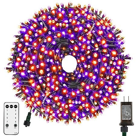 105′ XTF2015 Orange & Purple Halloween String Lights w/ 300 LEDs & 8 Modes $11.40