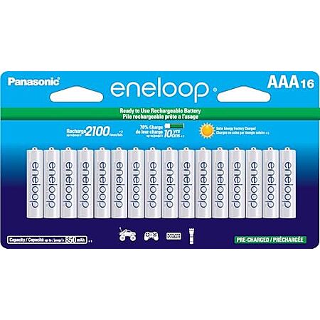 16-Ct Panasonic eneloop AAA 2100 Cycle Pre-Charged Rechargeable Batteries $29