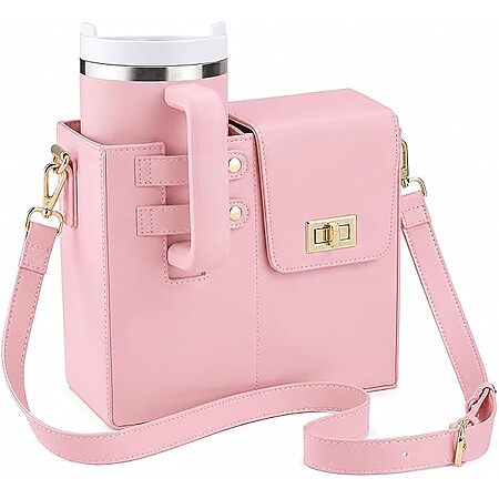 Asaint 40-oz Tumbler Crossbody Bag Purse w/ Adjustable Strap (White/Pink) $10