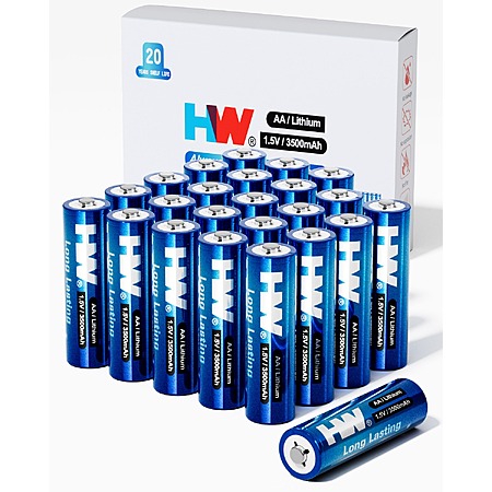 24-Pk HW 3500mAh 1.5V AA Lithium Batteries $15 w/ S&S