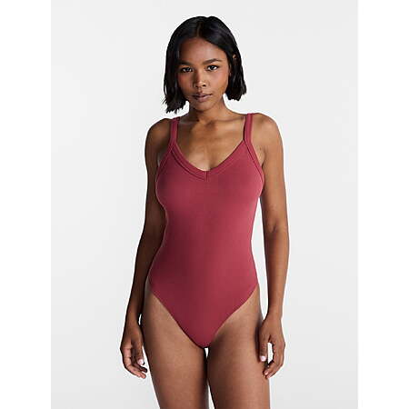 No Boundaries Women’s Seamless V-Neck Bodysuit (Black or Mauve) from $2.95