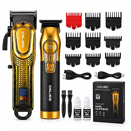 GINJEE Cordless Men’s Hair Clipper & Trimmer Set (Gold) $20 + Free S&H