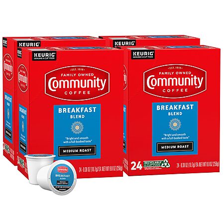 Select Accts: 96-Ct Community Coffee Breakfast Blend Medium Roast K-Cup Pods $32.75 w/ S&S + Free S&H