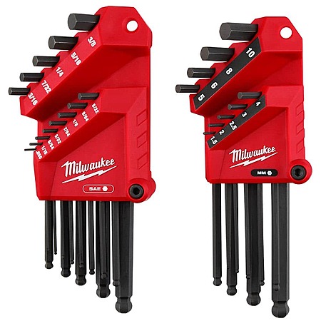 22-Pc Milwaukee Ball End SAE/Metric L-Key Set $34.95 + Free S&H