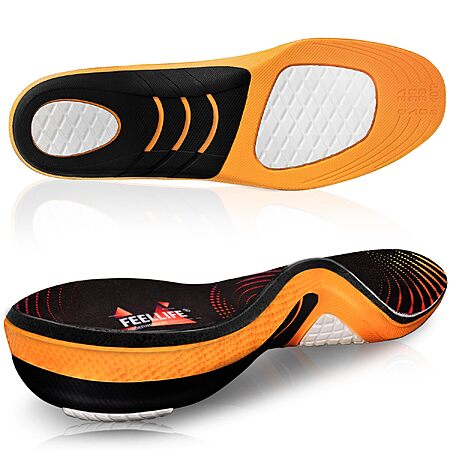 FEELLIFE Plantar Fasciitis Relief Arch Support Gel Shoe Insoles $13
