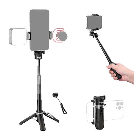 Neewer 3-in-1 Selfie Stick Tripod Stand w/ Detachable Bluetooth Remote $8