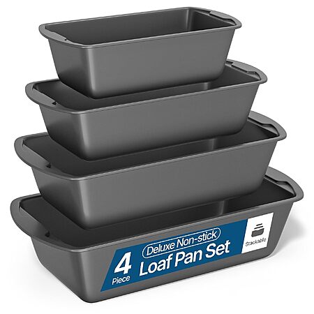 4-Piece Bakkenmaster Nonstick Carbon Steel Loaf Pan Set (Gray) $5