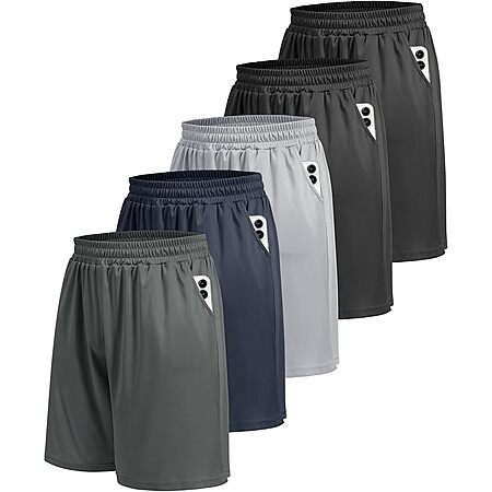 5-Pk BOOJO Men’s Athletic Gym Shorts (Large Only) $14.40