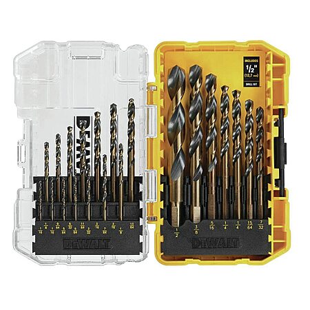 21-Pc DeWALT Black and Gold Oxide Coated HSS Twist Drill Bit Set $18