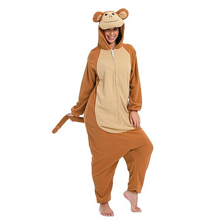 Naitoke Adult Halloween Hooded Fleece Onesie (Brown Khaki or Yellow Chick) $10