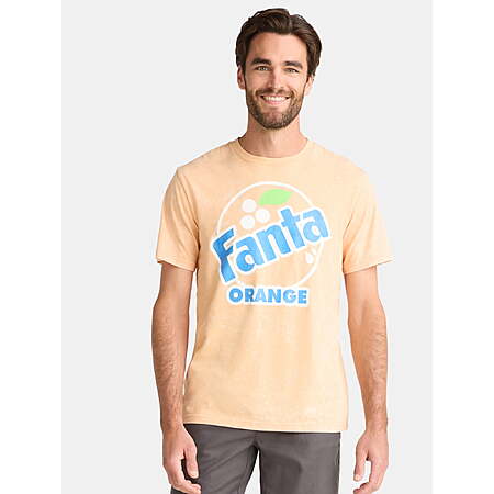 Fanta Men’s Graphic Tee (Limited Sizes, Orange Mineral Wash) $3.35