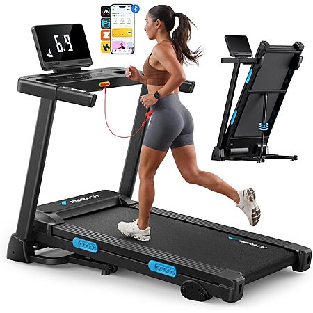 MERACH T12 Series Incline Treadmill (up to 300-Lbs, 16.5″ x 42.5″ Pad) $200 + Free S&H