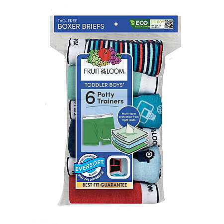 6-Pk Fruit of the Loom Toddler Boy Potty Trainer Brief Underwear (Assorted) $4.25 + Free Pickup