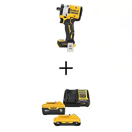 DeWALT ATOMIC 20V MAX Brushless 1/2″ Impact Wrench w/ 6Ah & 4Ah Batteries $199 + Free S&H