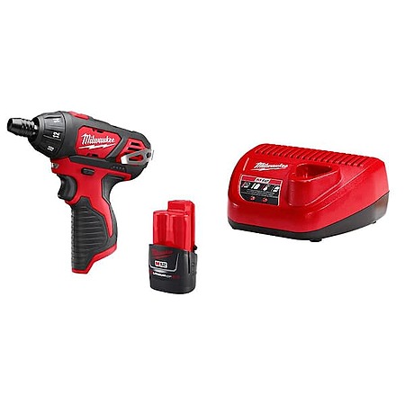 Milwaukee M12 12V Cordless 1/4″ Hex Screwdriver Kit w/ 1.5Ah Battery & Charger $65 + Free S&H