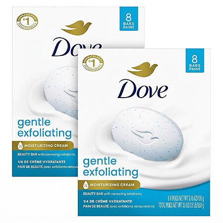 16-Pack 3.75-Oz Dove Gentle Exfoliating Beauty Bar Soap $14.45
